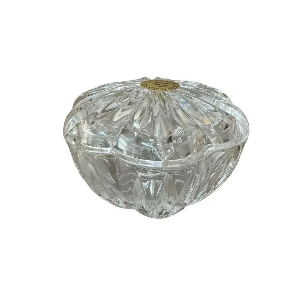 Princess House vintage 2 pc 24% lead crystal vanity trinket box, 2